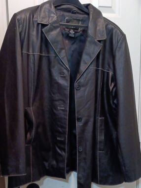 90's Mossimo Woman Black Leather Button Front Jacket